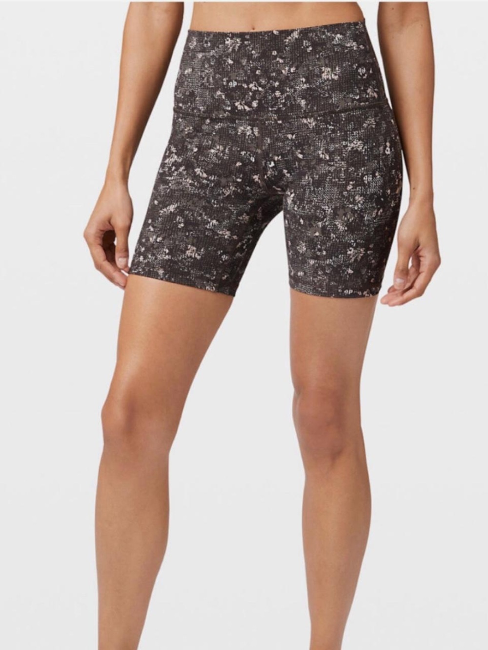 lululemon athletica Align 6” Black Floral-Print High-Rise Bike Shorts